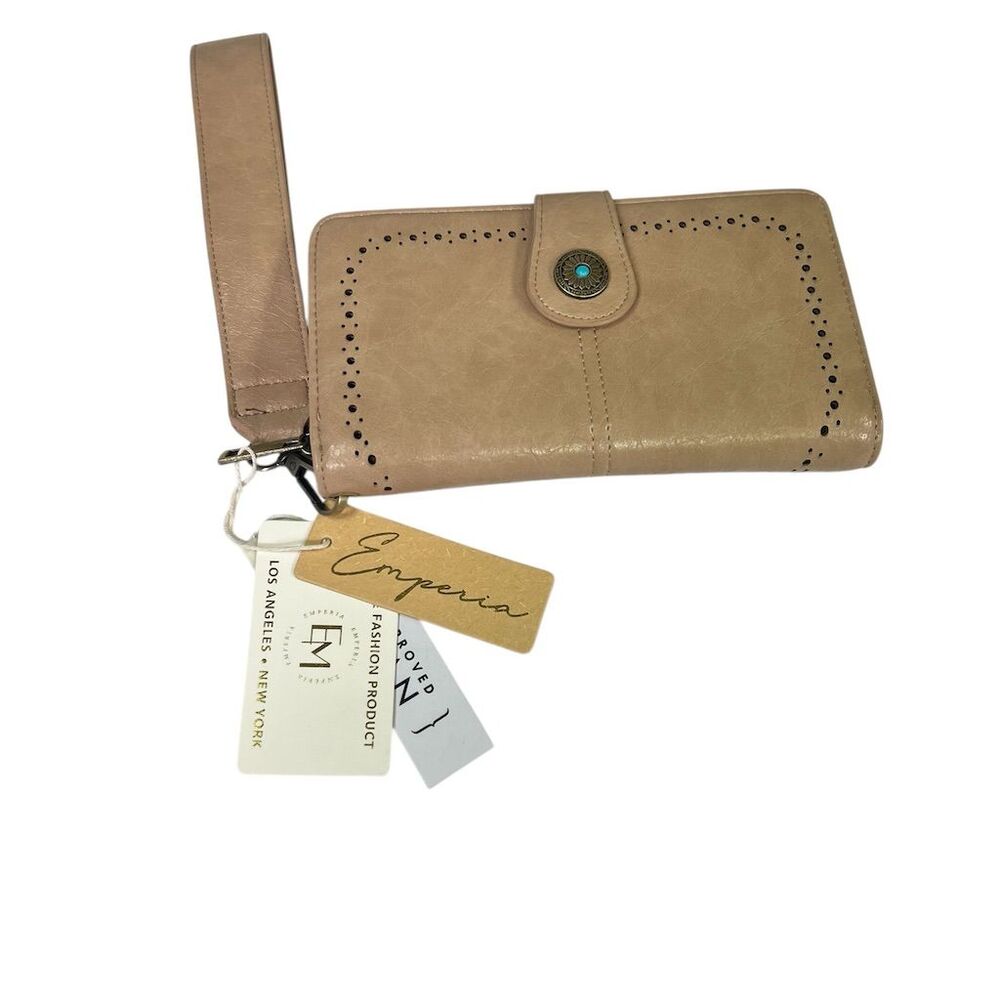 Emperia Women's Brown Wristlet Wallet with Button Accent